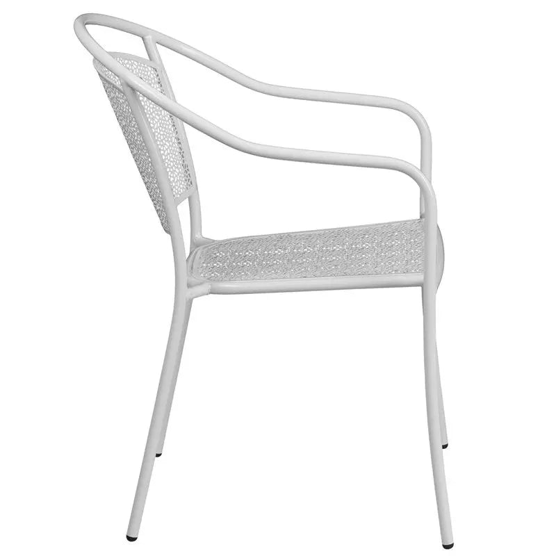 Westbury White Steel Arm Chair w/Round Back for Patio/Bar/Restaurant iHome Studio