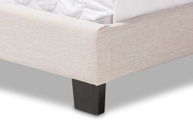 Willis Light Beige Fabric Upholstered Box Spring Bed (Full) iHome Studio