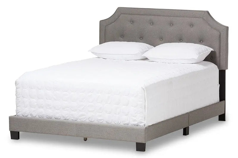 Willis Light Grey Fabric Upholstered Box Spring Bed (Full) iHome Studio