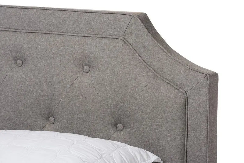Willis Light Grey Fabric Upholstered Box Spring Bed (Queen) iHome Studio
