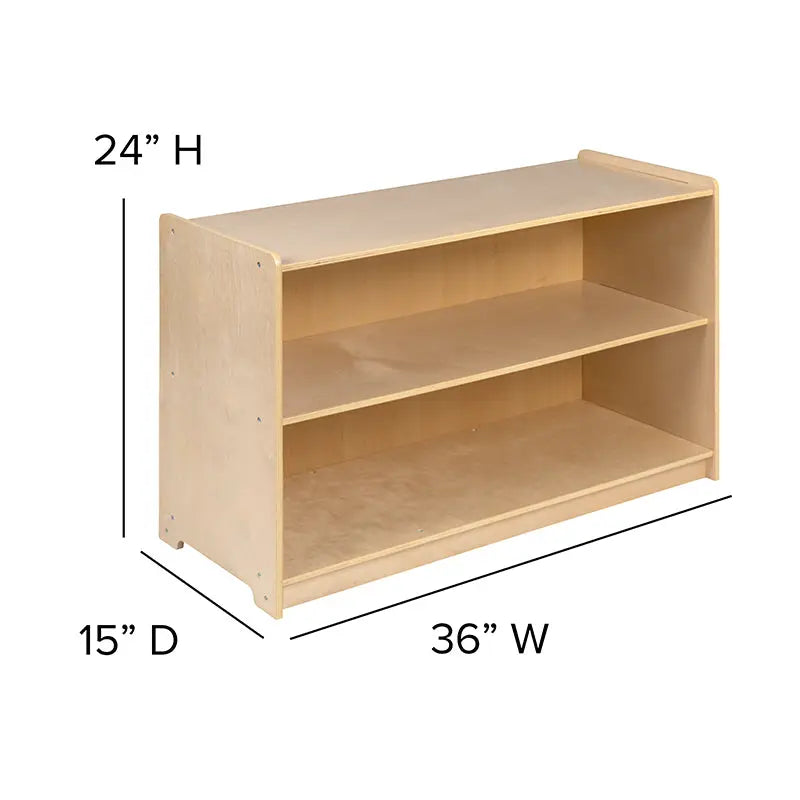 Wooden 2 Section School Classroom Storage Cabinet, 24"H x 36"L (Natural) iHome Studio