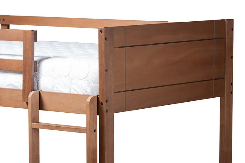 Zoe Walnut Brown Wood Bunk Bed (Twin) iHome Studio