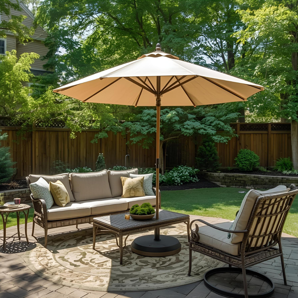 are patio table umbrellas a standard diameter Sunnyglade 9' Umbrella Outdoor Umbrella with 8 Ribs Tan Patio Umbrella Size Guide: What