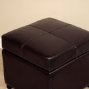 Davet Brown Full Leather Storage Cube Ottoman Baxton