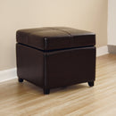Davet Brown Full Leather Storage Cube Ottoman Baxton