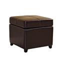 Davet Brown Full Leather Storage Cube Ottoman Baxton