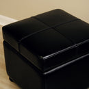 Lenora Full Leather Storage Cube Ottoman Baxton