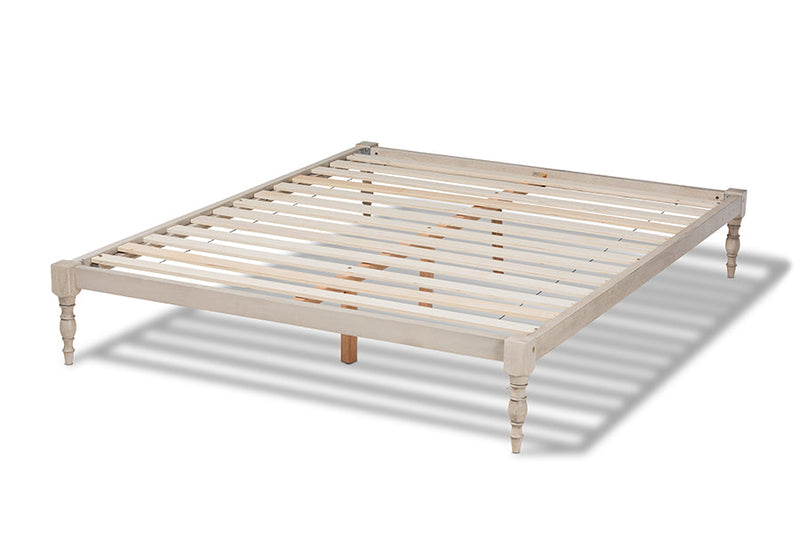 Lakota Antique White Queen Size Platform Bed Baxton