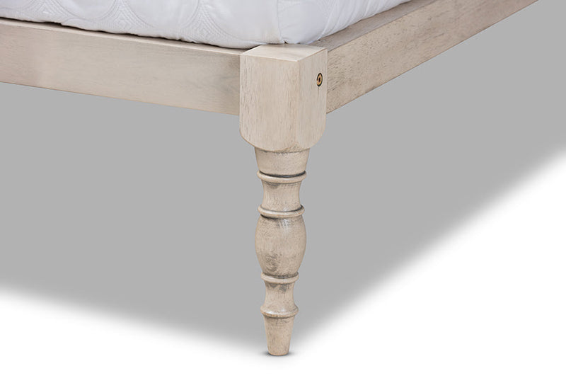 Lakota Antique White Queen Size Platform Bed Baxton