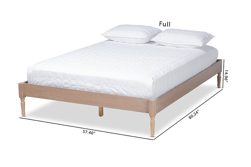 Bonilla French Bohemian Antique Oak Queen Size Platform Bed Baxton