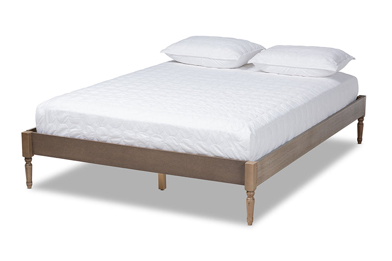 Bonilla French Bohemian Weathered Gray Oak Finished Wood Full Size Platform Bed