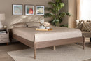Sabine French Bohemian Antique Oak Queen Size Platform Bed Baxton