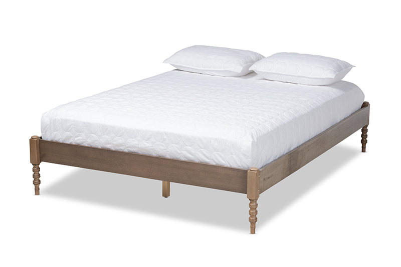 Sabine French Bohemian Weathered Gray Oak Finished Wood Queen Size Platform Bed