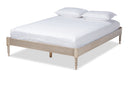 Sabine French Bohemian Antique White Oak Queen Size Platform Bed Baxton