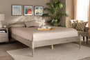 Sabine French Bohemian Antique White Oak Queen Size Platform Bed Baxton