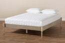 Sabine French Bohemian Antique White Oak Queen Size Platform Bed Baxton