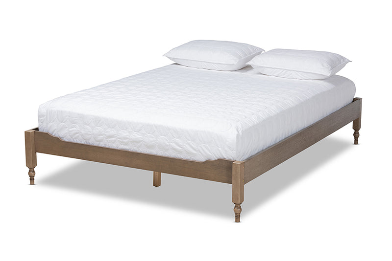 Belisma French Bohemian Weathered Gray Oak Finished Wood Full Size Platform Bed