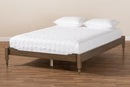 Belisma French Bohemian Weathered Gray Oak Queen Size Platform Bed Baxton