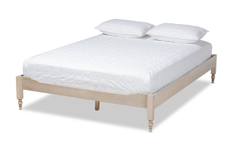 Belisma French Bohemian Antique White Oak King Size Platform Bed Baxton
