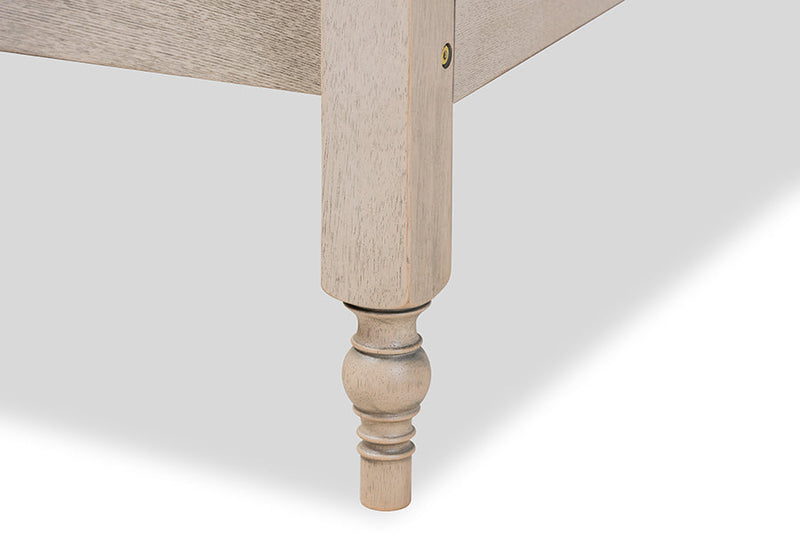 Belisma French Bohemian Antique White Oak King Size Platform Bed Baxton