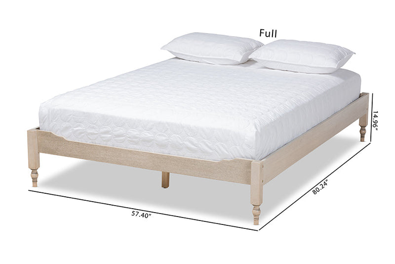 Belisma French Bohemian Antique White Oak King Size Platform Bed Baxton