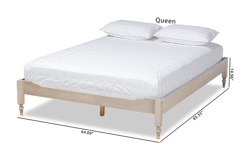 Belisma French Bohemian Antique White Oak King Size Platform Bed Baxton