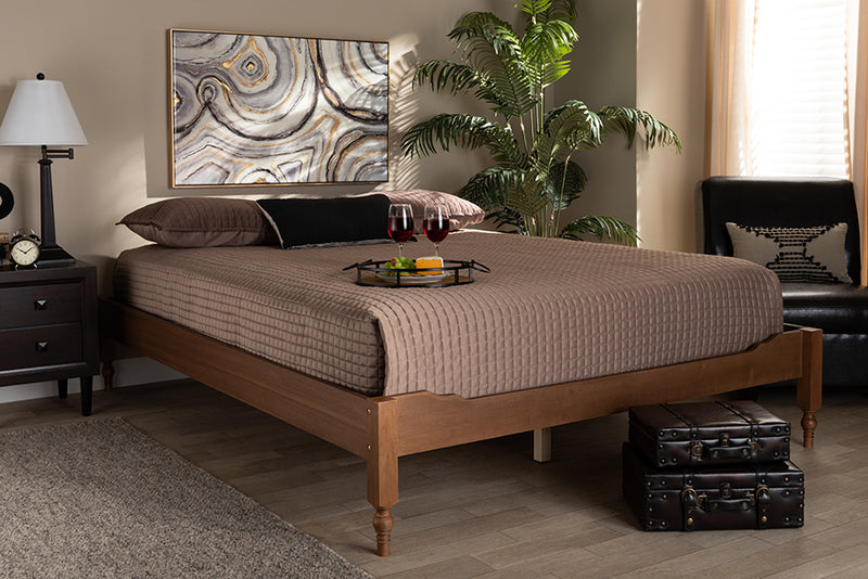 Belisma French Bohemian Ash Walnut Finished Wood Full Size Platform Bed