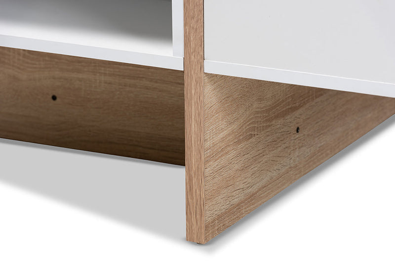 Fiana Two-Tone White and Oak Coffee Table Baxton