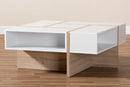 Fiana Two-Tone White and Oak Coffee Table Baxton