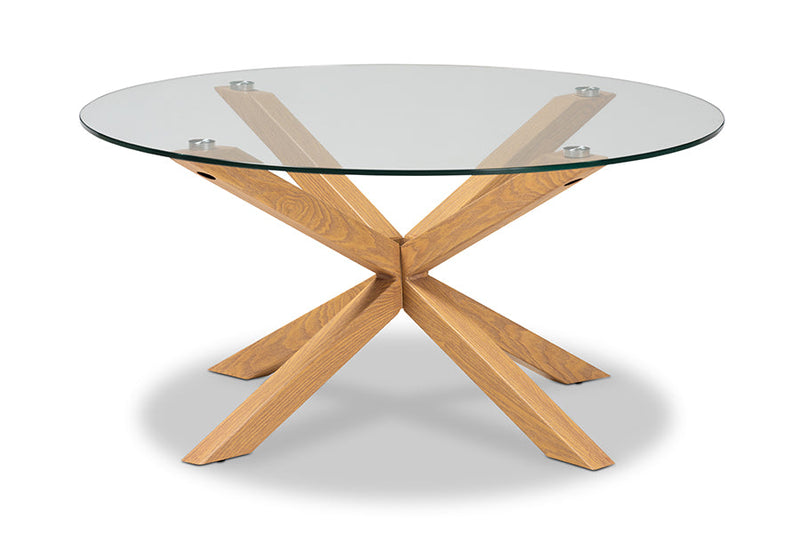 Dexter Glass and Wood Finished Coffee Table Baxton