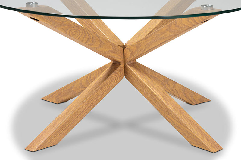 Dexter Glass and Wood Finished Coffee Table Baxton