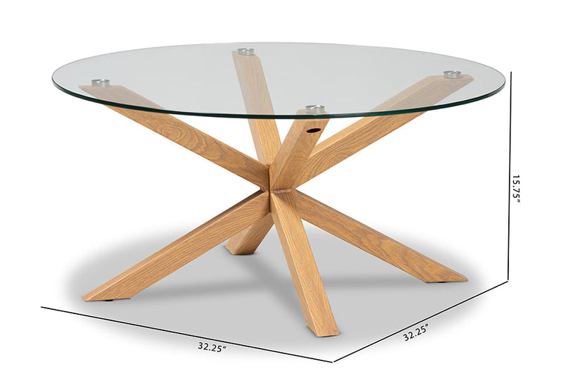 Dexter Glass and Wood Finished Coffee Table Baxton