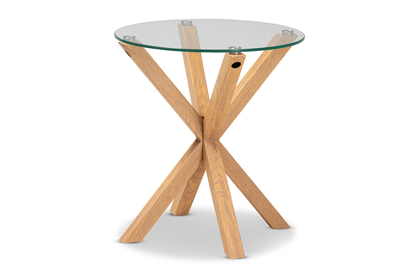 Dexter Modern and Contemporary Glass and Wood Finished End Table