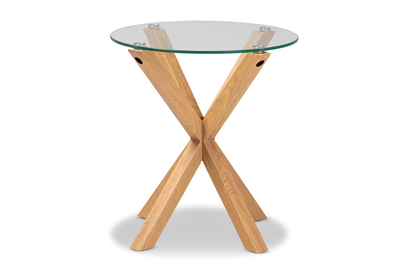 Dexter Modern and Contemporary Glass and Wood Finished End Table