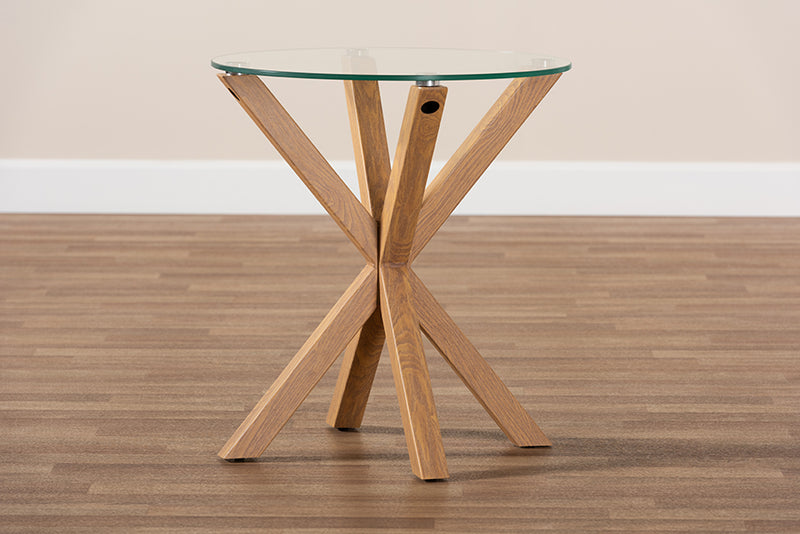 Dexter Modern and Contemporary Glass and Wood Finished End Table