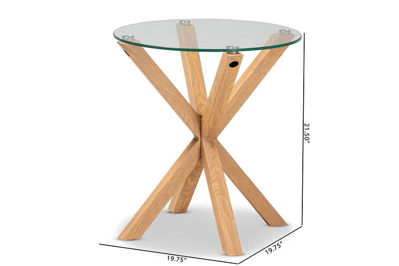 Dexter Modern and Contemporary Glass and Wood Finished End Table