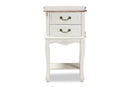 Carwyn Two-Tone White and Oak Finished 2-Drawer Wood End Table Baxton