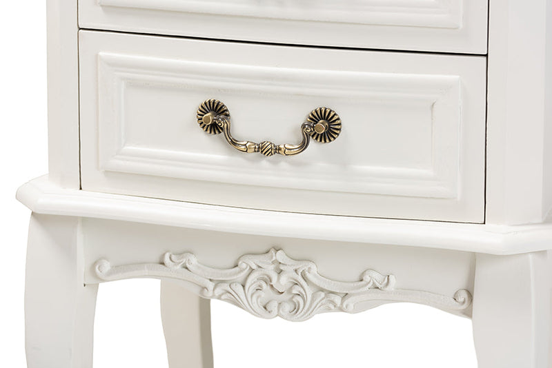 Carwyn Two-Tone White and Oak Finished 2-Drawer Wood End Table Baxton