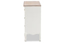 Carwyn Two-Tone White and Oak Finished 4-Drawer Accent Storage Cabinet Baxton