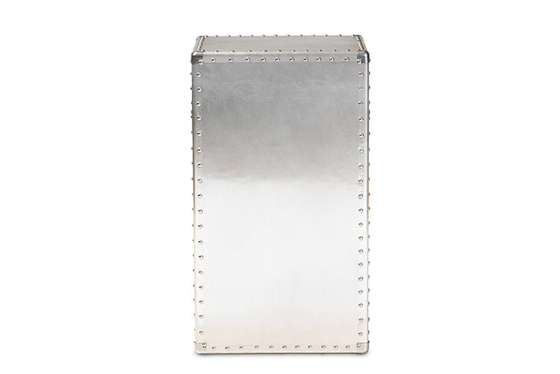 Nadra French Industrial Silver Metal 1-Door Accent Storage Cabinet