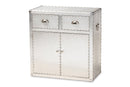 Nadra French Industrial Silver Metal 2-Door Accent Storage Cabinet Baxton
