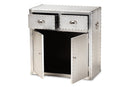 Nadra French Industrial Silver Metal 2-Door Accent Storage Cabinet Baxton