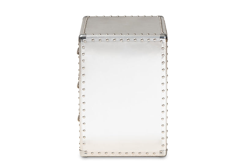 Kimberly French Industrial Silver Metal 3-Drawer End Table Baxton