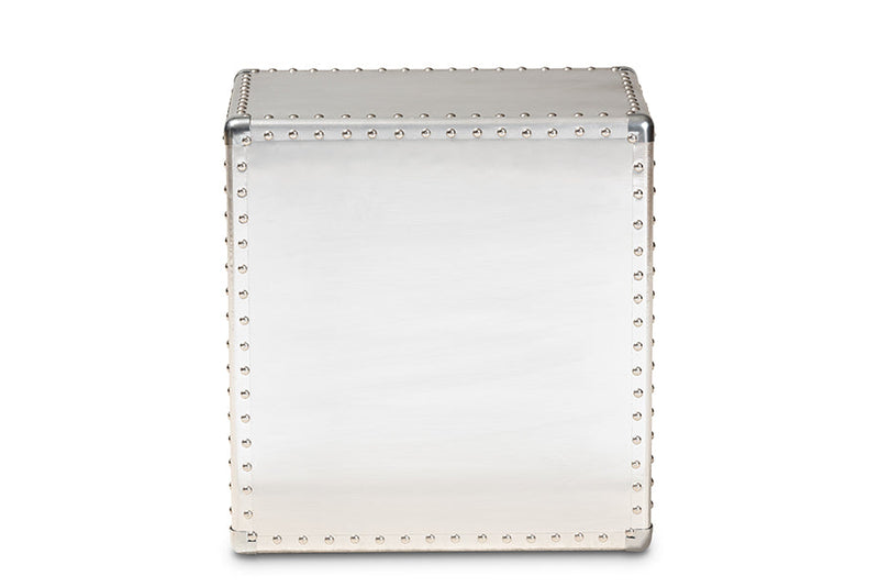 Kimberly French Industrial Silver Metal 3-Drawer End Table Baxton