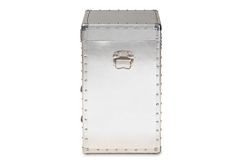 Nadra French Industrial Silver Metal 2-Drawer Accent Storage Cabinet Baxton