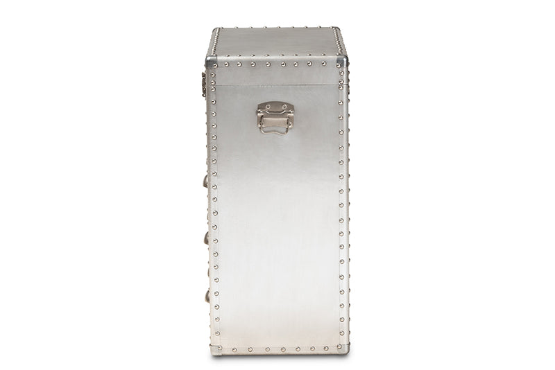Nadra French Industrial Silver Metal 3-Drawer Accent Storage Cabinet