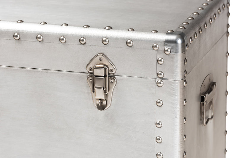 Nadra French Industrial Silver Metal 3-Drawer Accent Storage Cabinet Baxton