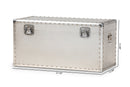 Nadra French Industrial Silver Metal Storage Trunk Baxton