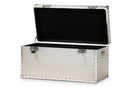 Nadra French Industrial Silver Metal Storage Trunk Baxton