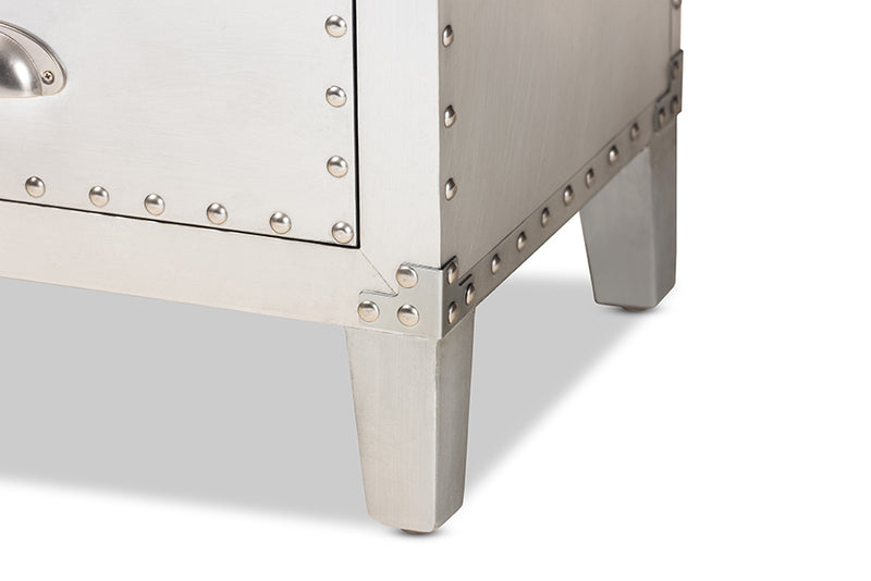 Gellert French Industrial Silver Metal 5-Drawer Accent Storage Cabinet